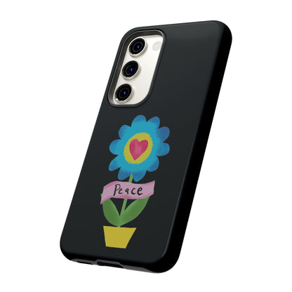 Peace Flower on Black | Tough Phone Case