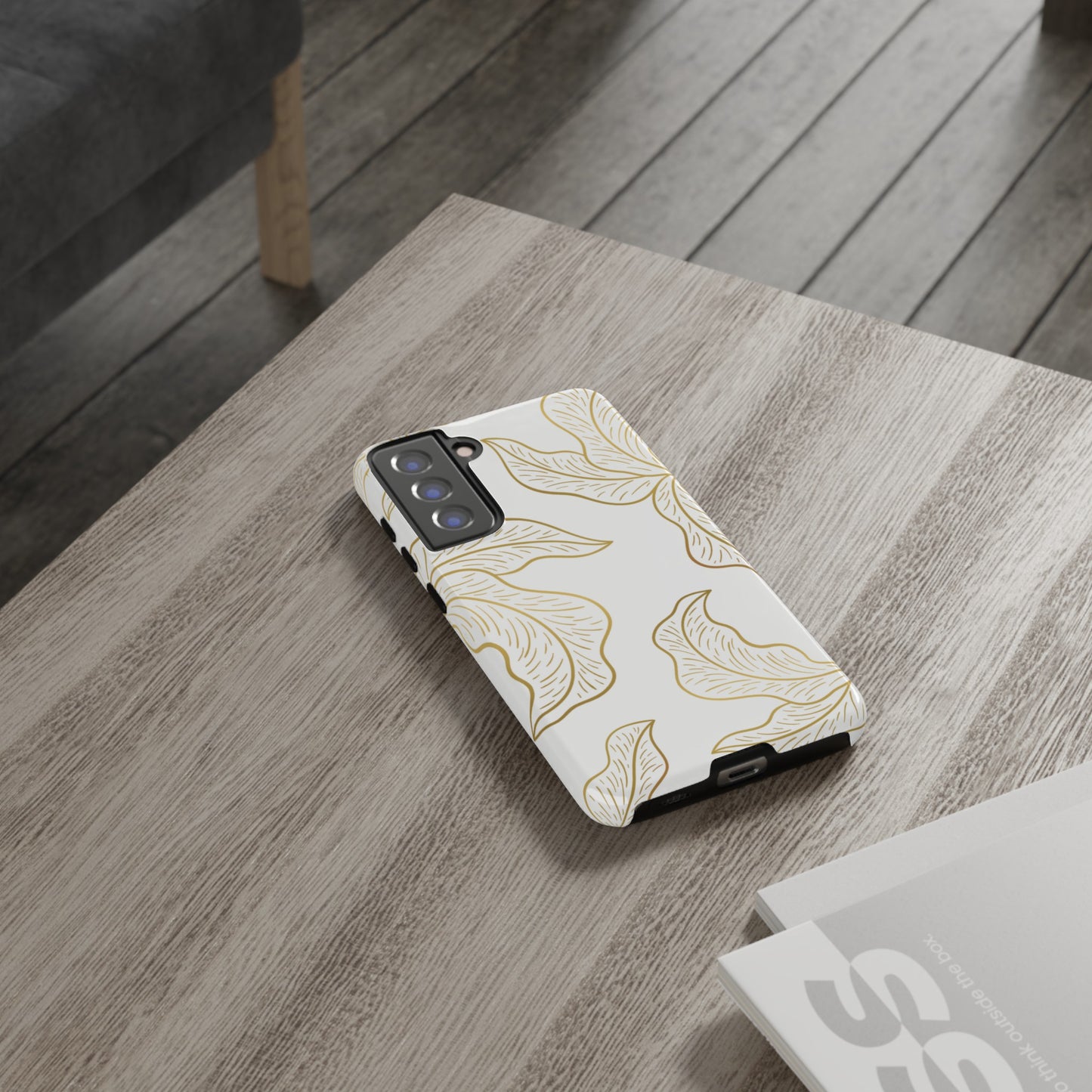 Gold Leaf on White | Tough Phone Case