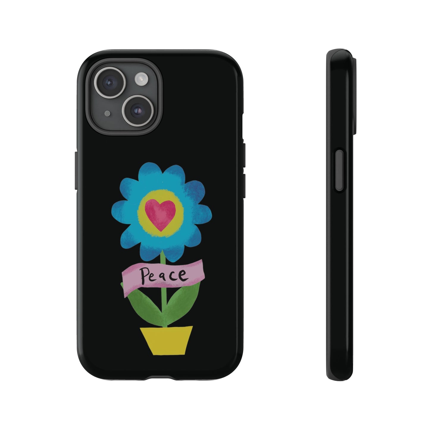 Peace Flower on Black | Tough Phone Case