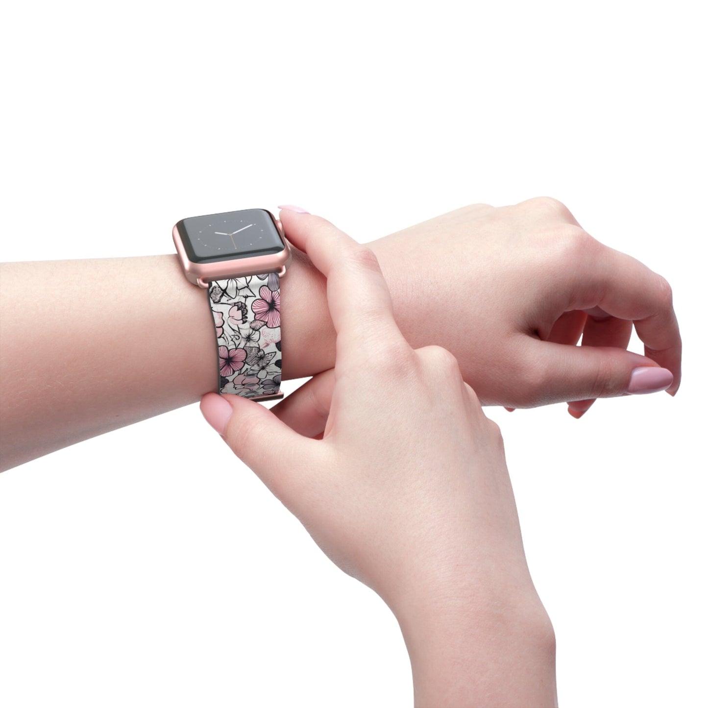 Pink and Gray Flowers | Apple Watch Band Accessories